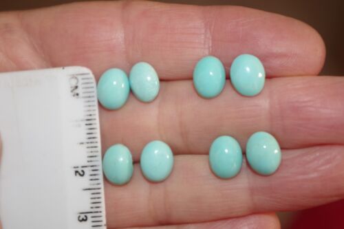 14K Sleeping Beauty Turkish Turquoise Quality 9x7 MM Oval Stud Earrings - Picture 14 of 16