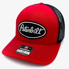 Peterbilt Vintage Patch Hat - Richardson 112 Red & Black Trucker Cap -Semi Truck