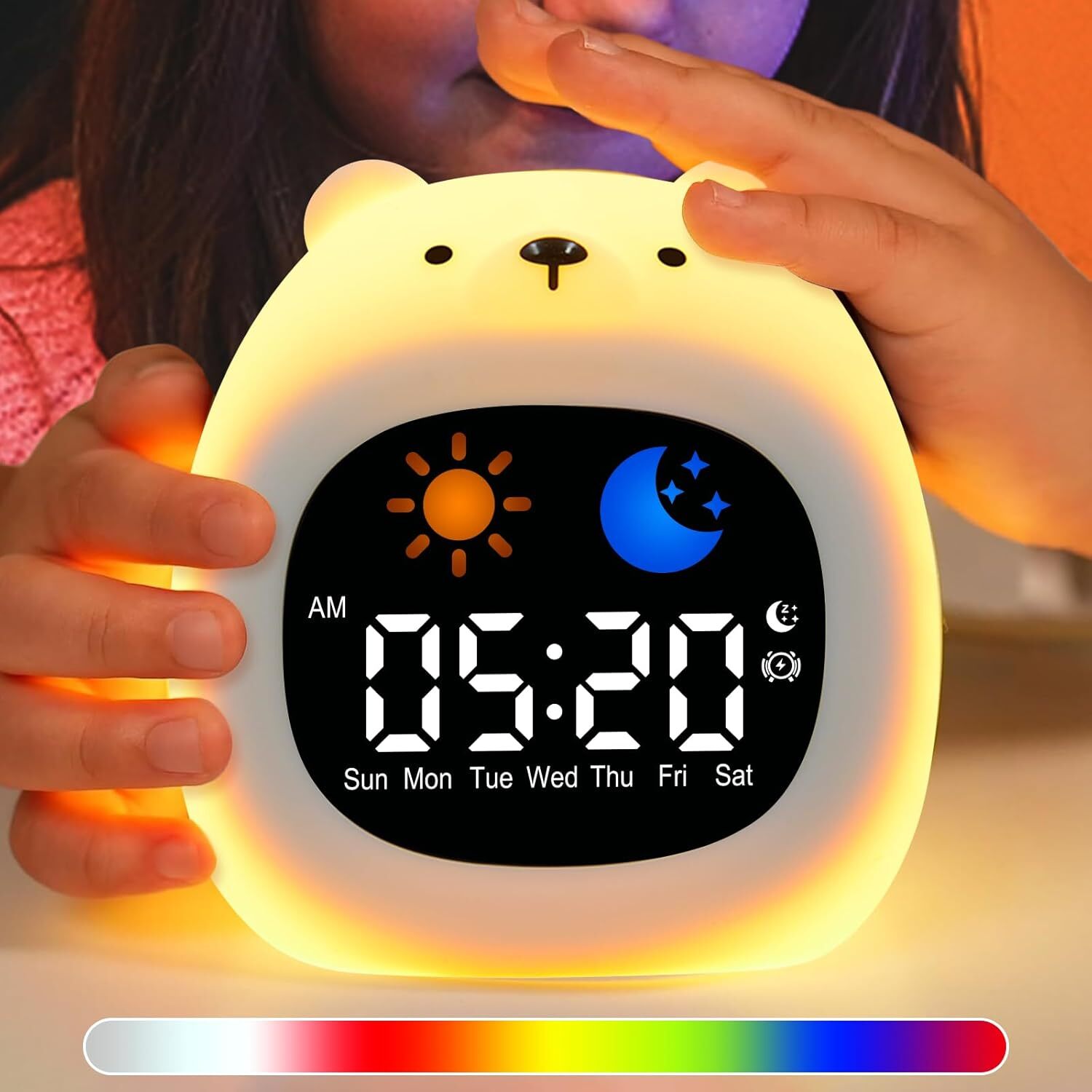 Alarm Clock for Kids with 6 White Noise Sound, Ok to Wake Clock 9 Colors-image