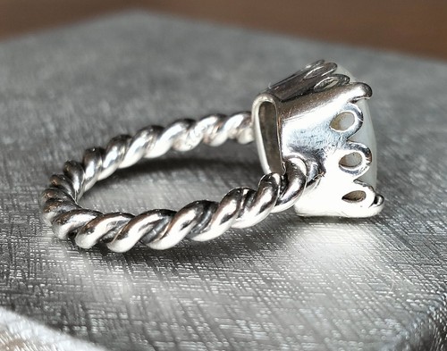 🤍 Pandora Silver Ring White Mother Of Pearl Twist Rope 190828MP Size 56 🤍 - Picture 2 of 17