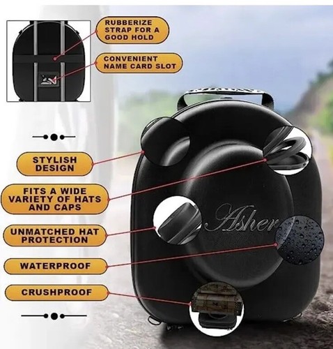 Asher New York Travel Hat Box Hard Hat Holder for Fedora Straw Panama Boater NEW - Picture 2 of 6