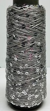 Lucci Yarns SequinYarn 12 Silver Sequin on Silver Yarn Lot of 1 Cone New