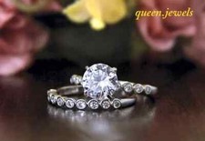 Lab-Created 2.2CT Round Cut Diamond 14K White Gold Over Engagement Ring Set