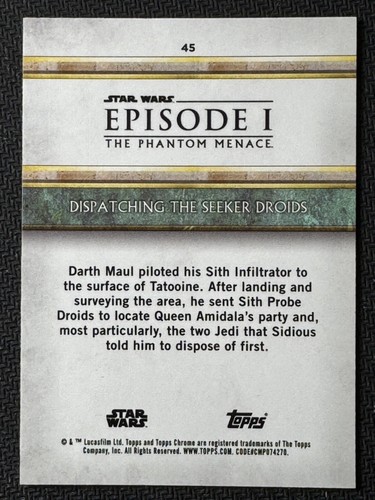 2024 Topps Star Wars Chrome Saphir / 125 droïdes violets R2-D2 Phantom Menace #45 - Photo 2 sur 3