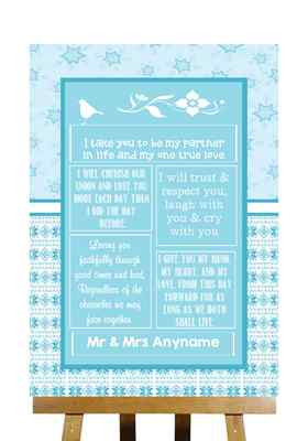 Personalisiertes Hochzeitsschild Winter blau Weihnachten romantische Gelübde