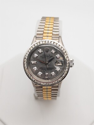 $30K Rolex Tridor 18k White Gold Ladies PRESIDENT Meteorite Diamond Watch
