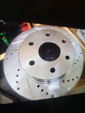 BRS012218-N / BRS55064 Drilled and Slotted Disc Brake Rotors + Brake Pads Set 