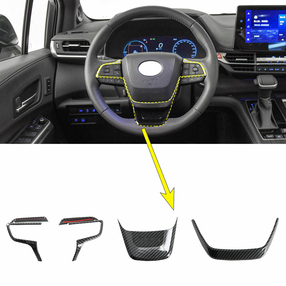 4x For Toyota Sienna 21-2022 Carbon Fiber Steering Wheel Cover Trim Accessories