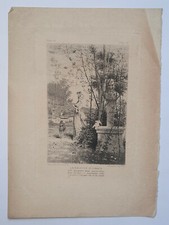 Navette Amour EAU FORTE Gravure GERY BICHARD Quantin TOURTERELLES XIX°