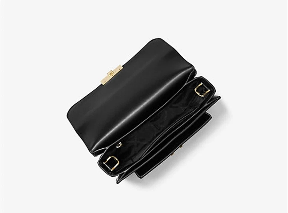 Bolso de Hombro Michael Kors Sloan Editor Grande Cartera Logo Marrón Negro Dorado Foto 4 de 4