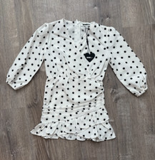 Fashion Nova Kids Toddler Girl Polka Dot Dress White Black Size 2 New