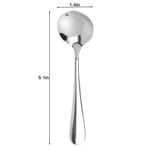 6 Pack Silver Spoons Round Stainless Steel Bouillon Spoon Table Serving Cooking - Picture 7 of 12