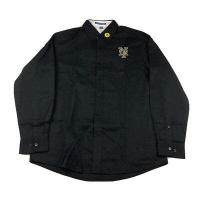 Port Authority Shirt Men s Medium Black Long Sleeves NT Embroidered Button Down
