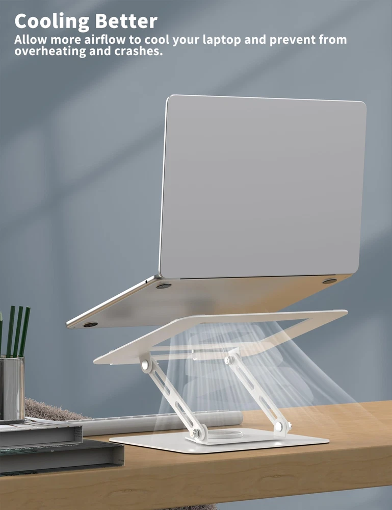 Laptop Stand for Desk with 360° Rotating Base Multi-Angle Adjustable Laptop S...