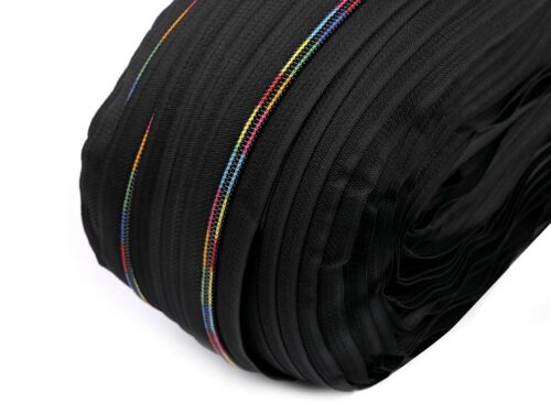 1 m nero colorato cerniera a spirale larghezza 5 mm + 5 cerniere - Foto 1 di 2