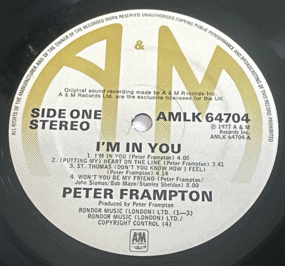 Peter Frampton – I'm In You  12"  Vinyl Album A&M Records EX / EX Condition - Image 4 of 4