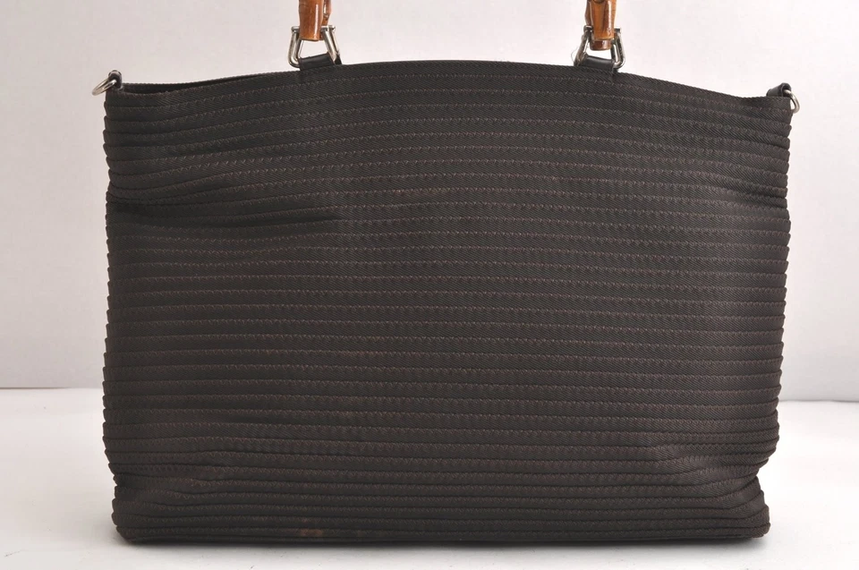Auténtico Bolso de Mano GUCCI Bambú Vintage 2 Vías Nylon Cuero Marrón 4233N Foto 3 de 4