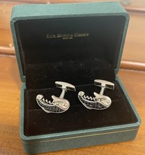 Gemelos LUX BOND .925 Zafiro Negro Incrustado Estampado Sacacorchos Diseño SIN USAR