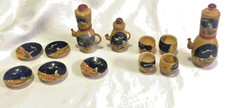 Vintage Miniature Japanese Tea Set Wood Plastic Collectible Japan Hand Painted