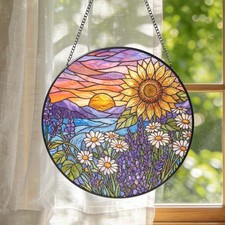 Wildflower Sunset Acrylic Suncatcher   Floral Window Decor Gift