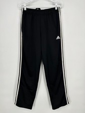 Adidas Pants Mens Medium Black Essentials Warm Up Open Hem 3 Stripes Track Pant