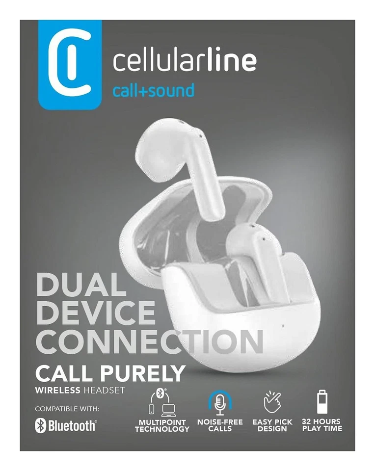 Cellular Line Auricolari microfono bluetooth CALL PURELY Tws White BTPURETWSW - Immagine 2 di 4