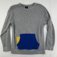 Jordan Sweatshirt Youth L Gray Fleece Lined Standard Fit Long Sleeve Pockets