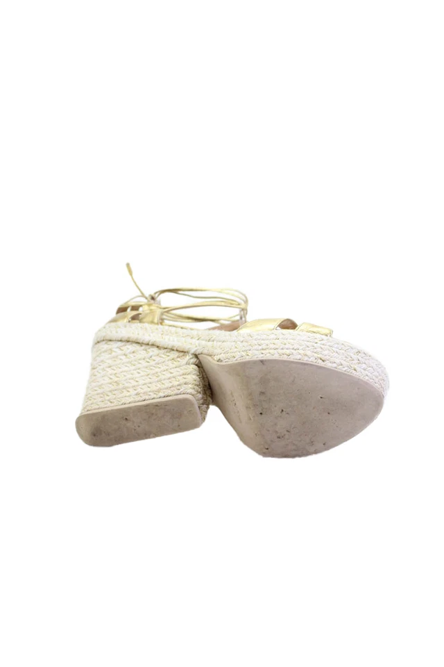 Sergio Rossi Mujer Alpargata Metálica con Tirantes Plataforma Cuñas Dorado Talla 39 EUR Foto 4 de 4