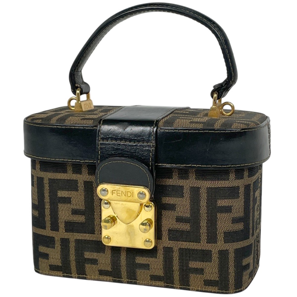 FENDI Zucca Pattern Vanity Bag Hand Bag Cosmetics Pouch canvas