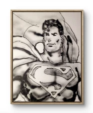 Original Art Superman 2 14x11 Contemporary Pop Art Graffiti Painting Signed