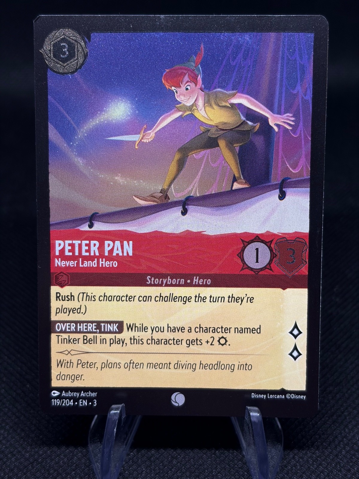 Lorcana Peter Pan - Never Land Hero (119/228) Into the Inklands NM FOIL
