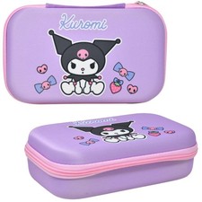 Pencil Case - Hello Kitty  Kuromi Purple Hard Cover Molded EVA Storage Bag NEW