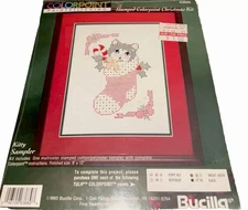 Bucilla PAINTSTITCHING/Liquid Embroidery Stamped Colorpoint Christmas  “Kitty”