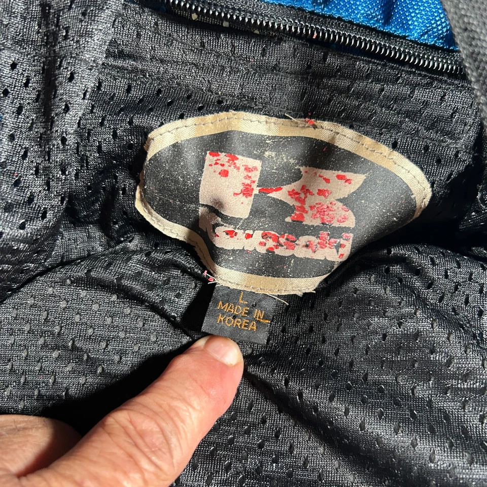 Kawasaki Motorcycle Jacket Mens Large Blue Black Nylon Armored Full Zip Riding — 第 3/4 张图片