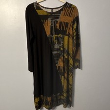 Avivit Yizhar Sz 2 Asymmetric Lagenlook Maxi Tunic Dress Black Mustard Artsy