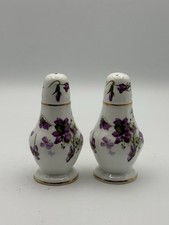 Hammersley Victorian Violets English Bone China Salt and Pepper Shakers