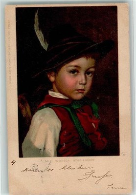 39415725 - Studienkopf Juge Tracht sign.Mizi Wunsch Kind 1900