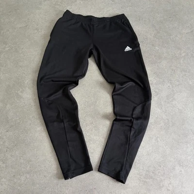 Adidas Climalite Trackpant Jogging Noir Logo Brodé Blanc Femme Taille M Survêt - Photo 1/4