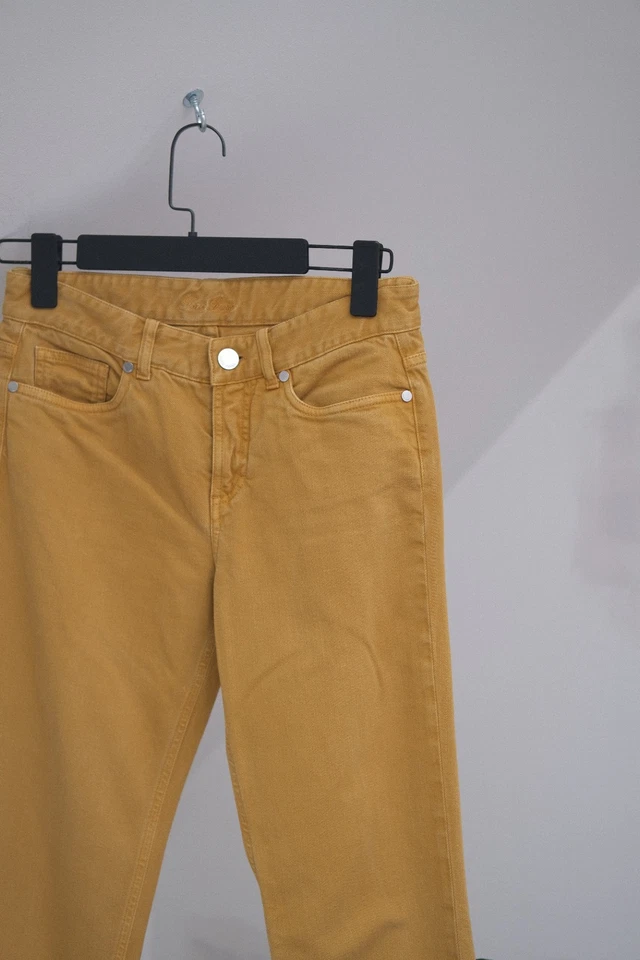 Pantalones de mezclilla de algodón mostaza de lujo para mujer Loro Piana talla 42 ajustados hechos en Italia Foto 2 de 4