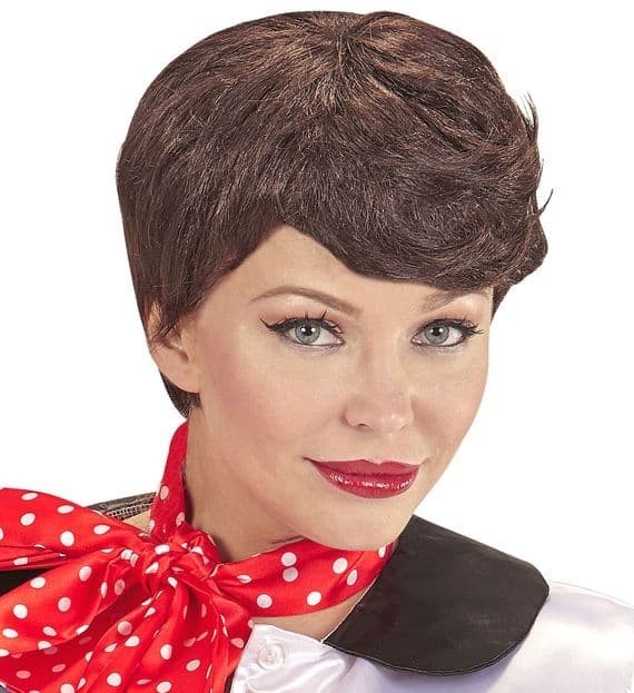 Ladies 1950s Wig with Neck Scarf Rock n Roll Fancy Dress Accessory