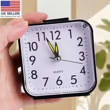 LED Desk Alarm Clock Nightlight Snooze Quiet Non Ticking Battery Powered Bedroom