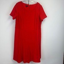 Talbots Woman Petites Textured Red Fit & Flare Dress 14WP