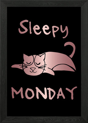 Funny Monday Katze 36 gerahmtes Wandbild Poster Leinwanddruck Bild