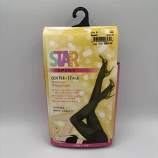 Spanx Star Power Patterned Shaping Tights Size C (140-180#) Black Ribbed Row