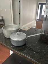 Vtg MAGNALITE GHC Professional Line USA 1 qt & 3 qt Pans With Lid For 1 Qt