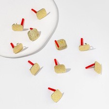 8Pairs Gold Tone Alloy Hammered Square Earrin...