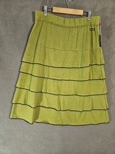 Matilda Jane Skirt Woman's Size Large Green Ruffle Knit Block Boho Lagenlook NWT