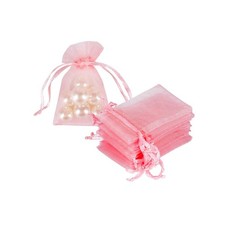 HRX Package 100pcs Tiny Organza Jewelry Bags 2x3 inch, Little Pink Mesh Draws...