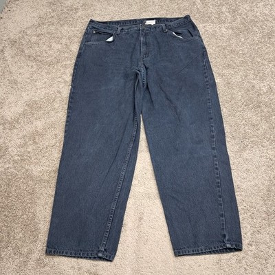 Brittania Loose Fit Jeans Dark Wash Cotton High Rise Straight Leg Blue