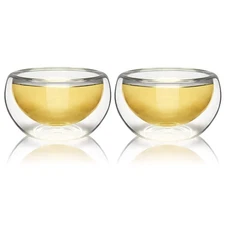 NEW! SET OF 2 TEAOLOGY LUNA BOROSILICATE GLASS TEA/ESPRESSO CUP - HEAT RESISTANT
